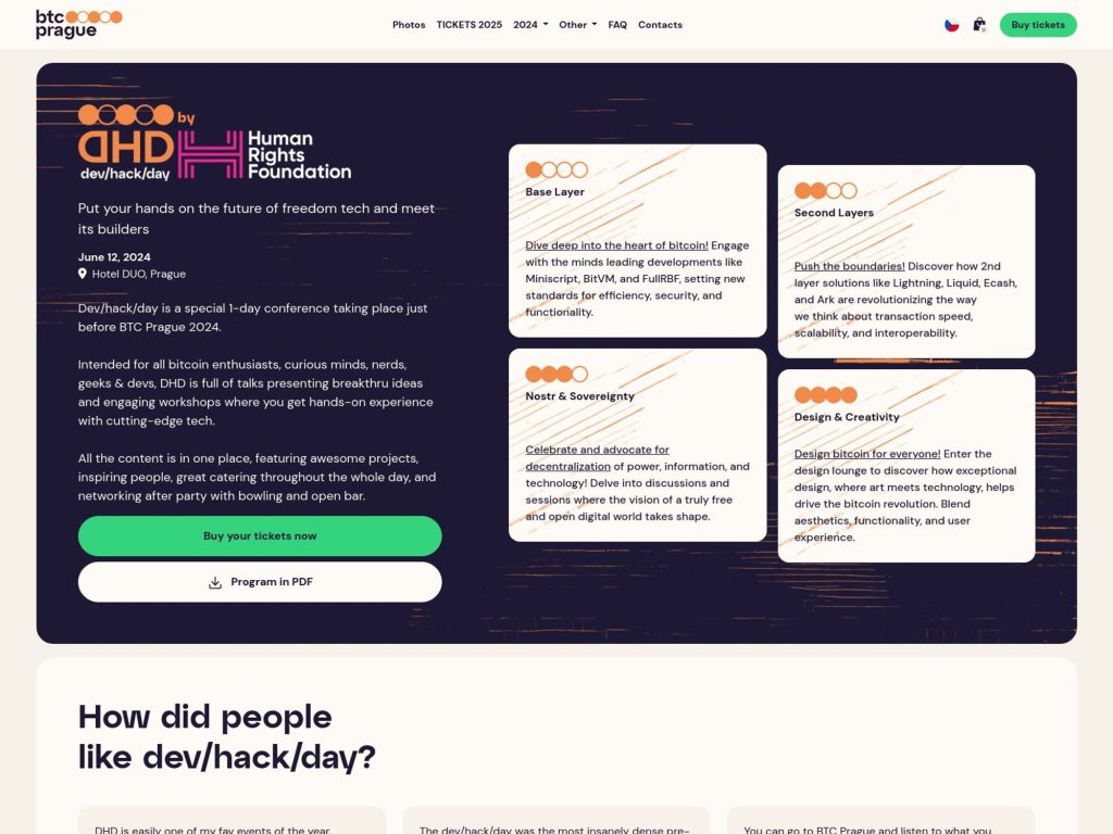 Dev/Hack/Day @BTC Prague 2024 - Event screenshot