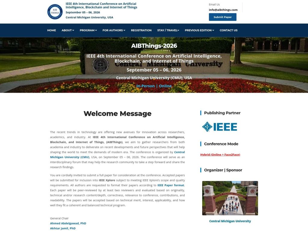 2nd International Conference on Artificial Intelligence, Blockchain, and Internet of Things screenshot