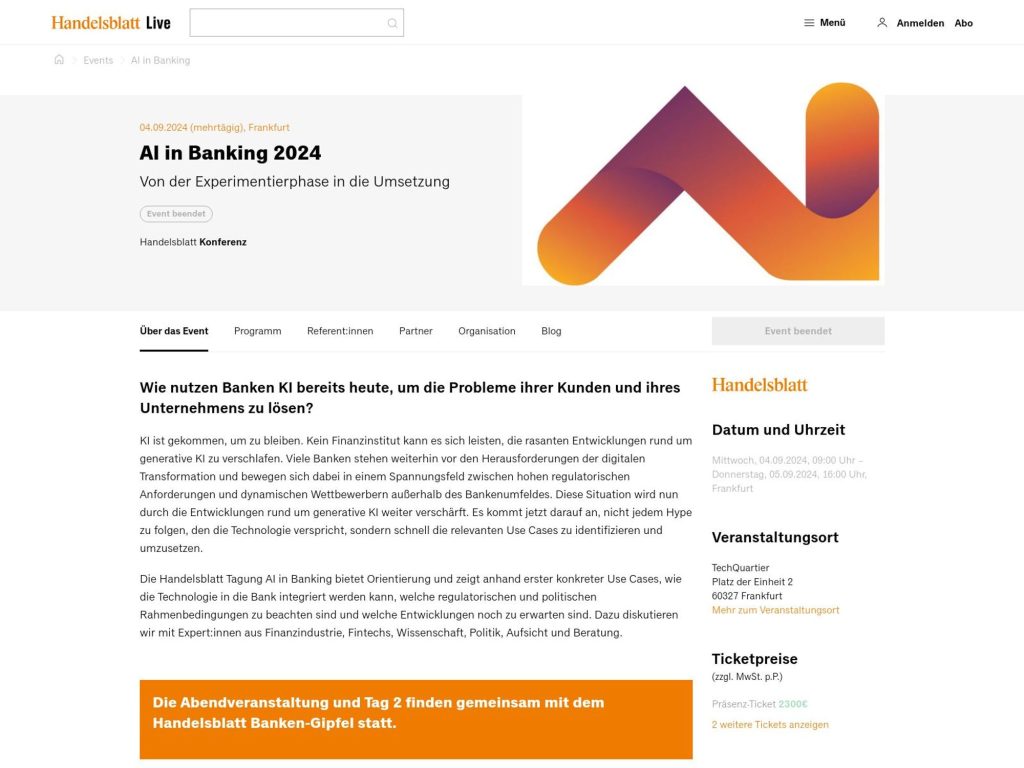 AI in Banking 2024 - Event screenshot