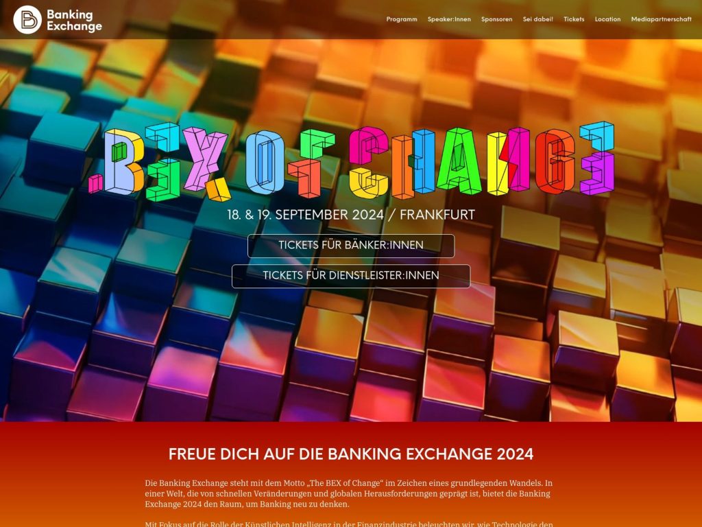 BEX Banking Exchange 2024 - Event screenshot