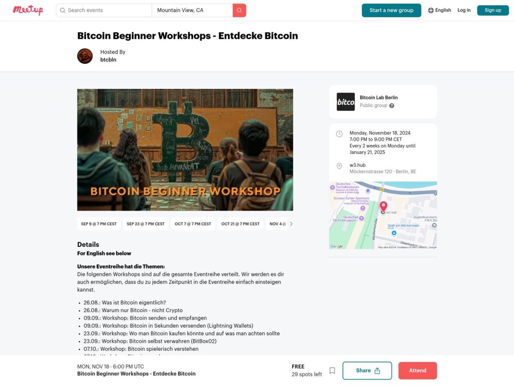 Bitcoin Beginner Workshop - November 2024 B - Event screenshot