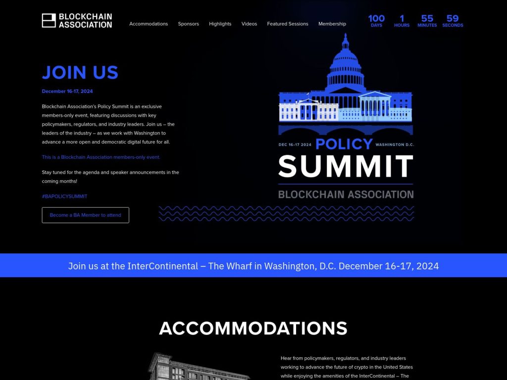 Blockchain Association’s Policy Summit - Event screenshot