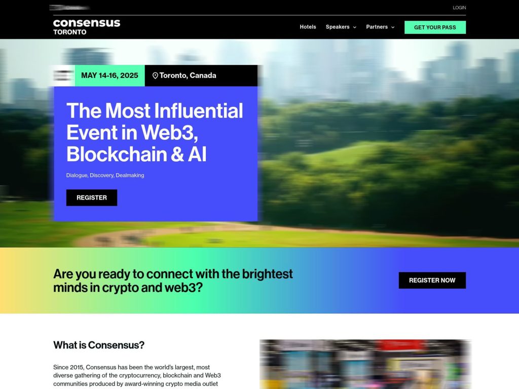 Consensus Toronto 2025 - Consensus by Coindesk - Event screenshot