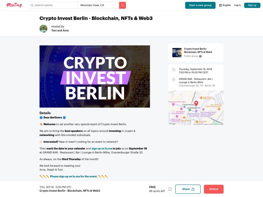 Crypto Invest Berlin - Blockchain, NFTs & Web3 - Event screenshot