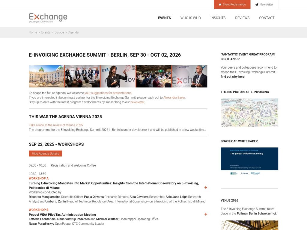 E-Invoicing Exchange Summit Prague screenshot