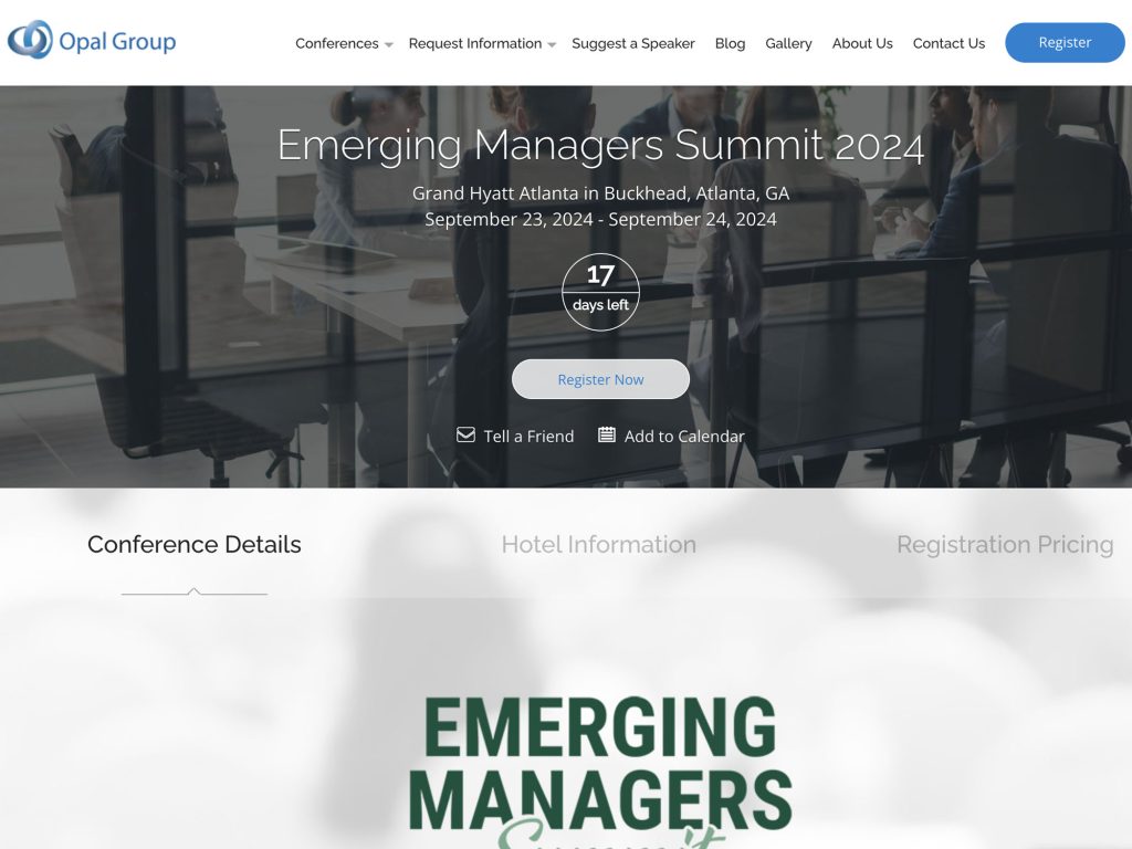 Emerging Managers Summit 2024 - Event screenshot