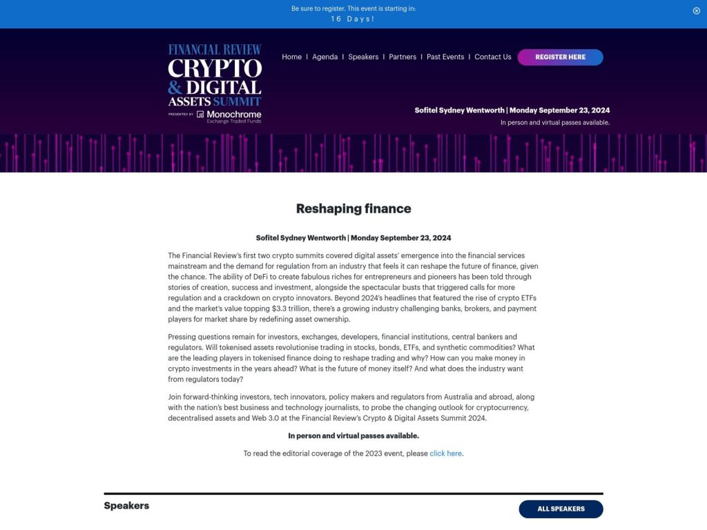 Financial Review Cryptocurrency Summit image