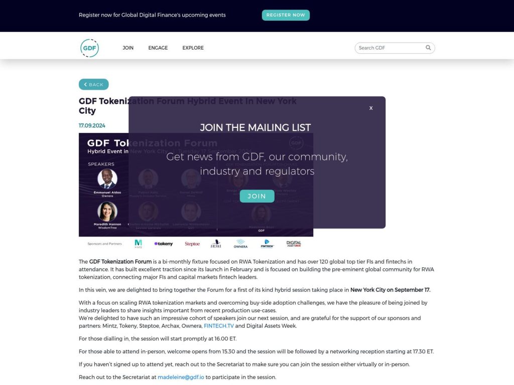 GDF Tokenization Forum image