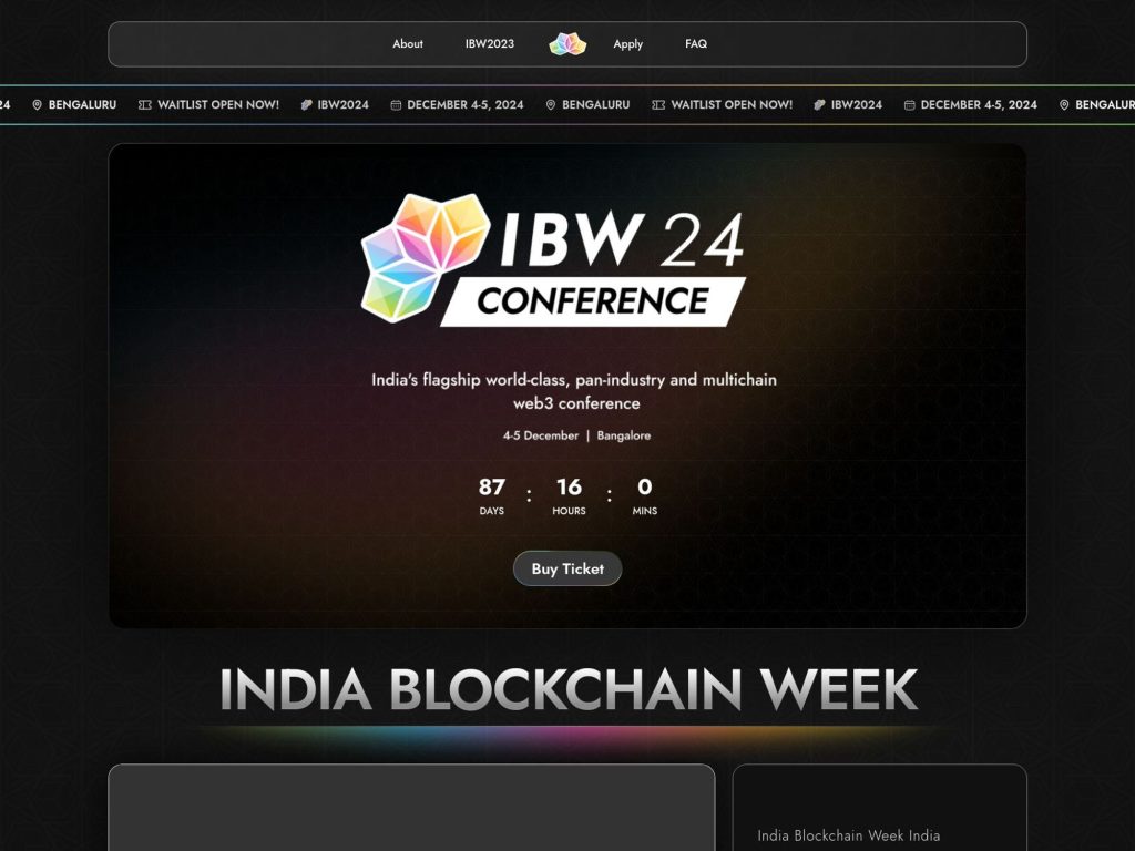 India Blockchain Week 2024 (IBW2024) - Event screenshot