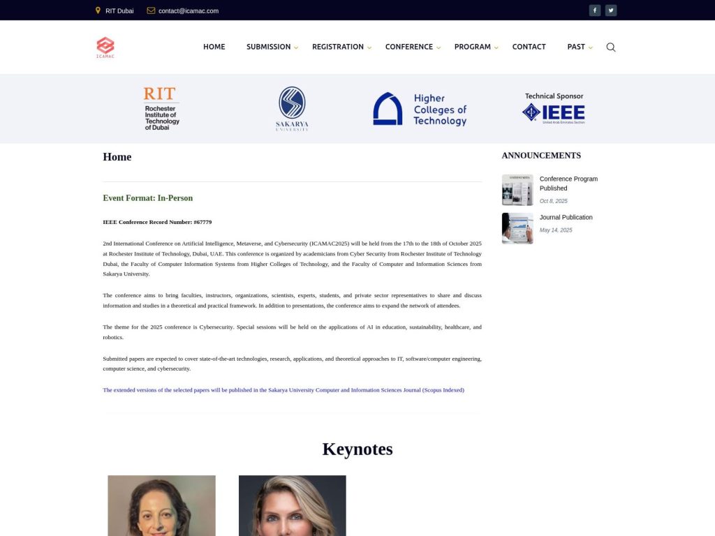 International Conference on Artificial Intelligence, Metaverse, and Cybersecurity screenshot