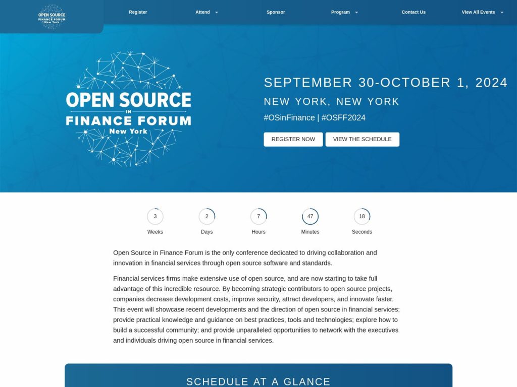 Open Source in Finance Forum - Event screenshot