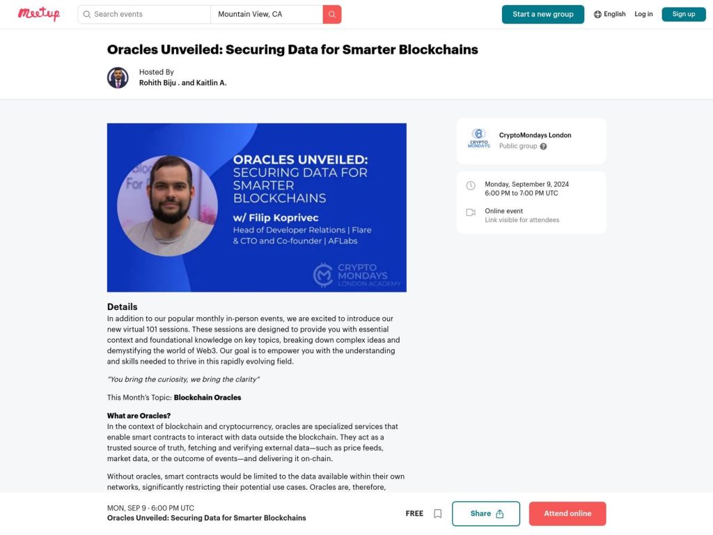 Oracles Unveiled: Securing Data for Smarter Blockchains - Event screenshot