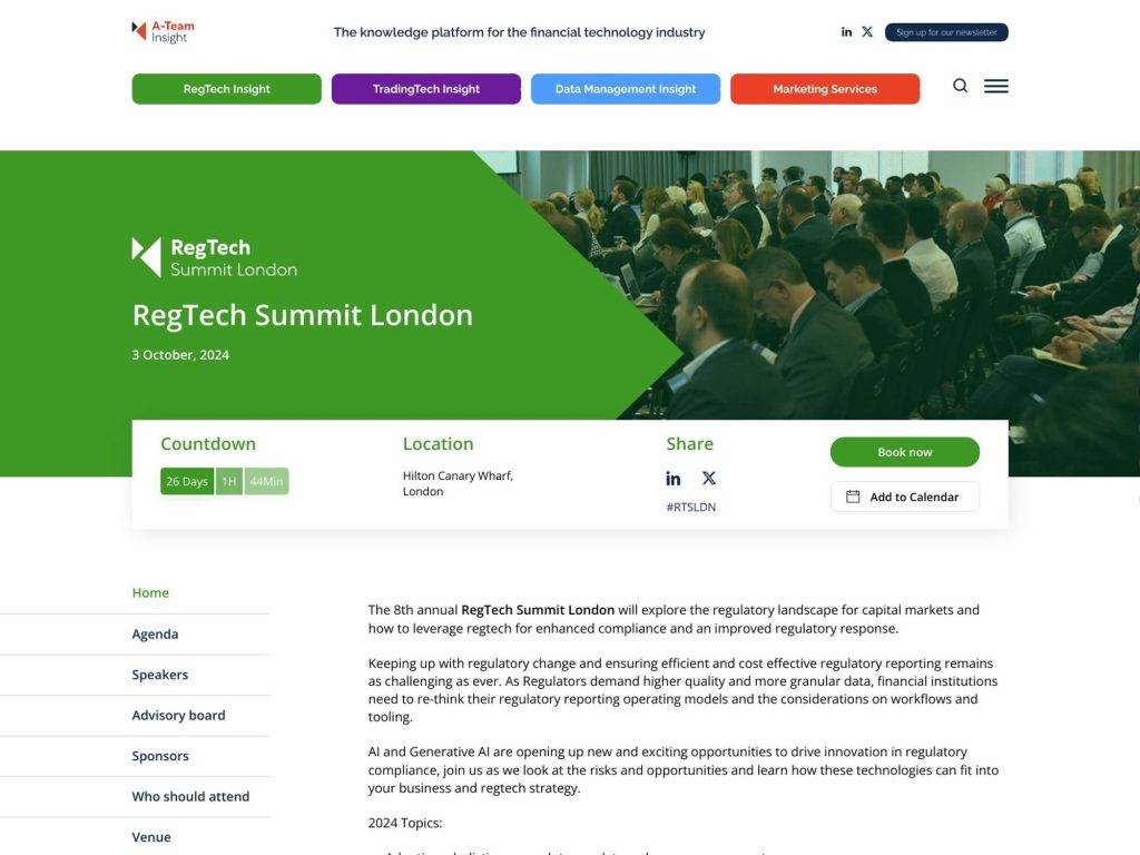 RegTech Summit London - Event screenshot