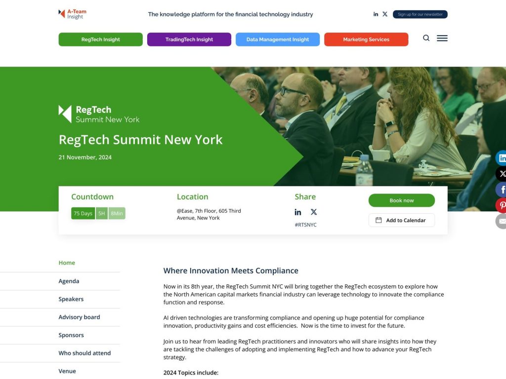 RegTech Summit New York - Event screenshot