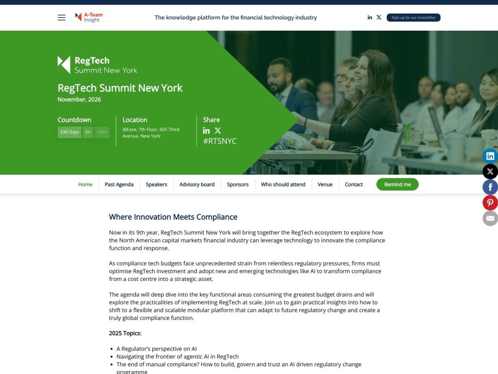 RegTech Summit New York screenshot