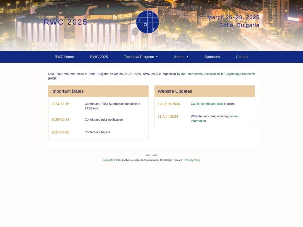 RWC 2025 - Real World Crypto Symposium image