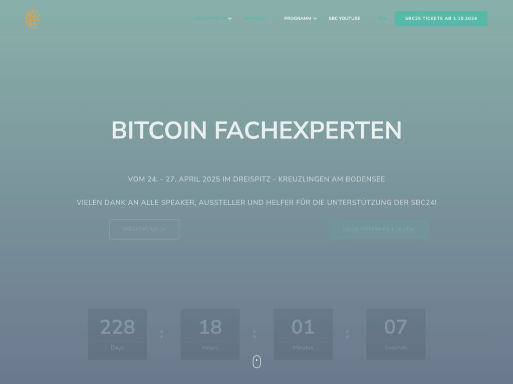 Swiss Bitcoin Conference (SBC) - Event screenshot