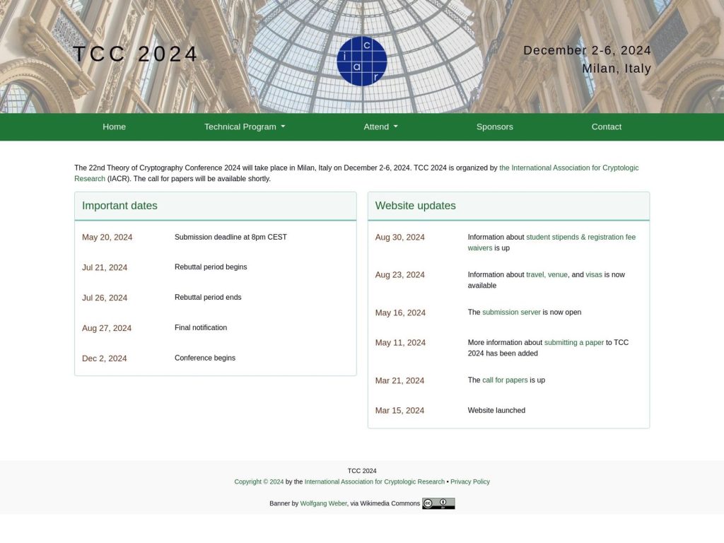 Theory of Cryptography Conference image
