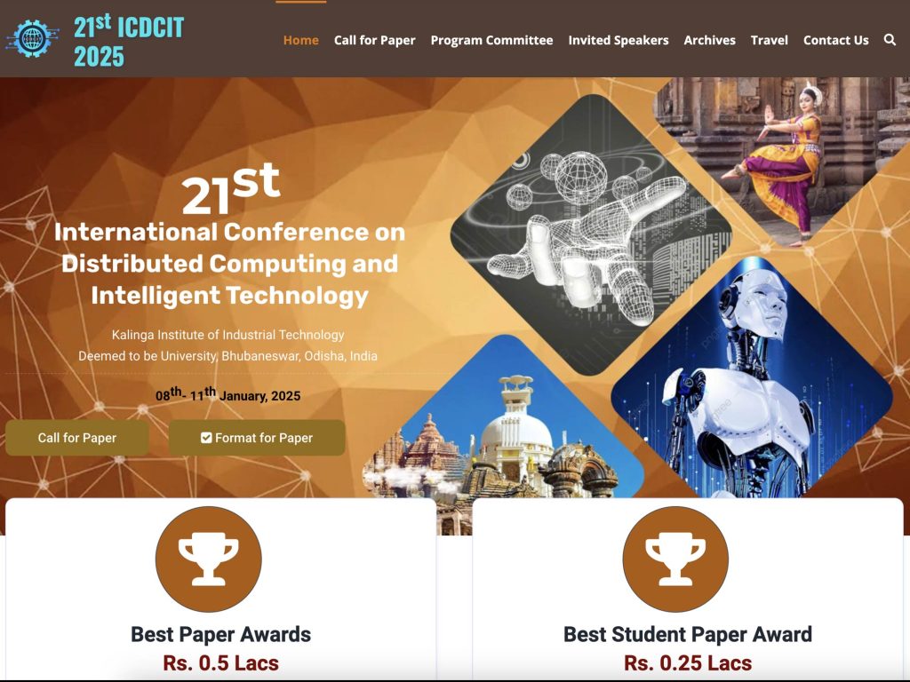 21st ICDCIT 2025 - International Conference on Distributed Computing and Intelligent Technology - Event screenshot