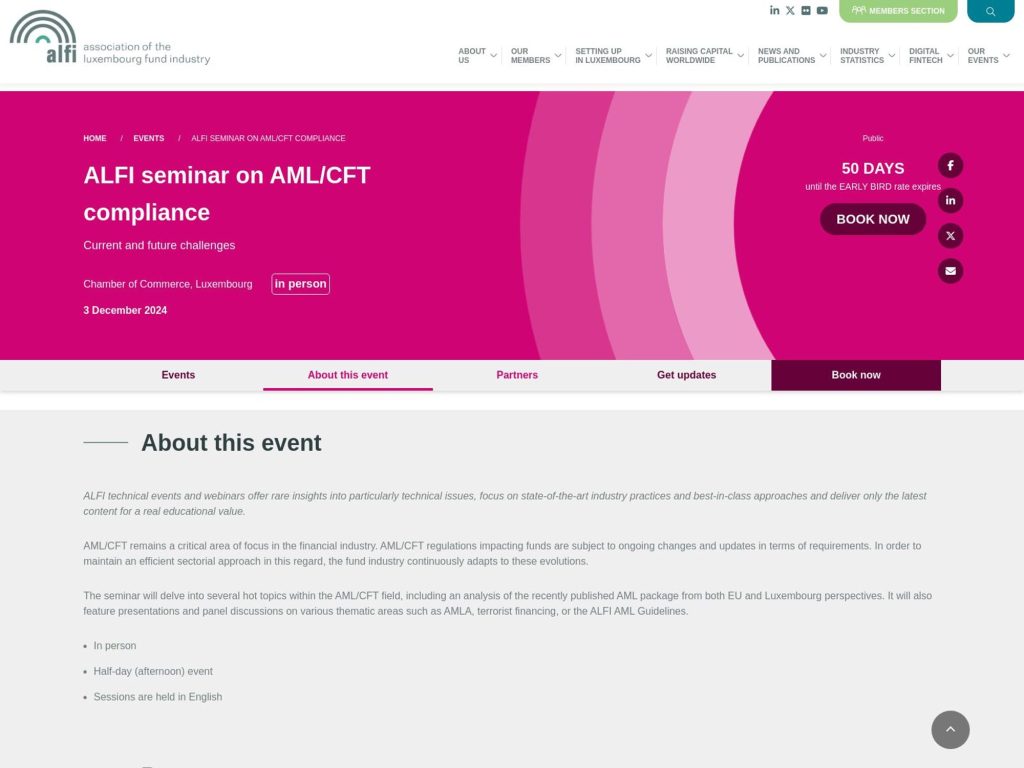 ALFI seminar on AML/CFT compliance - Event screenshot