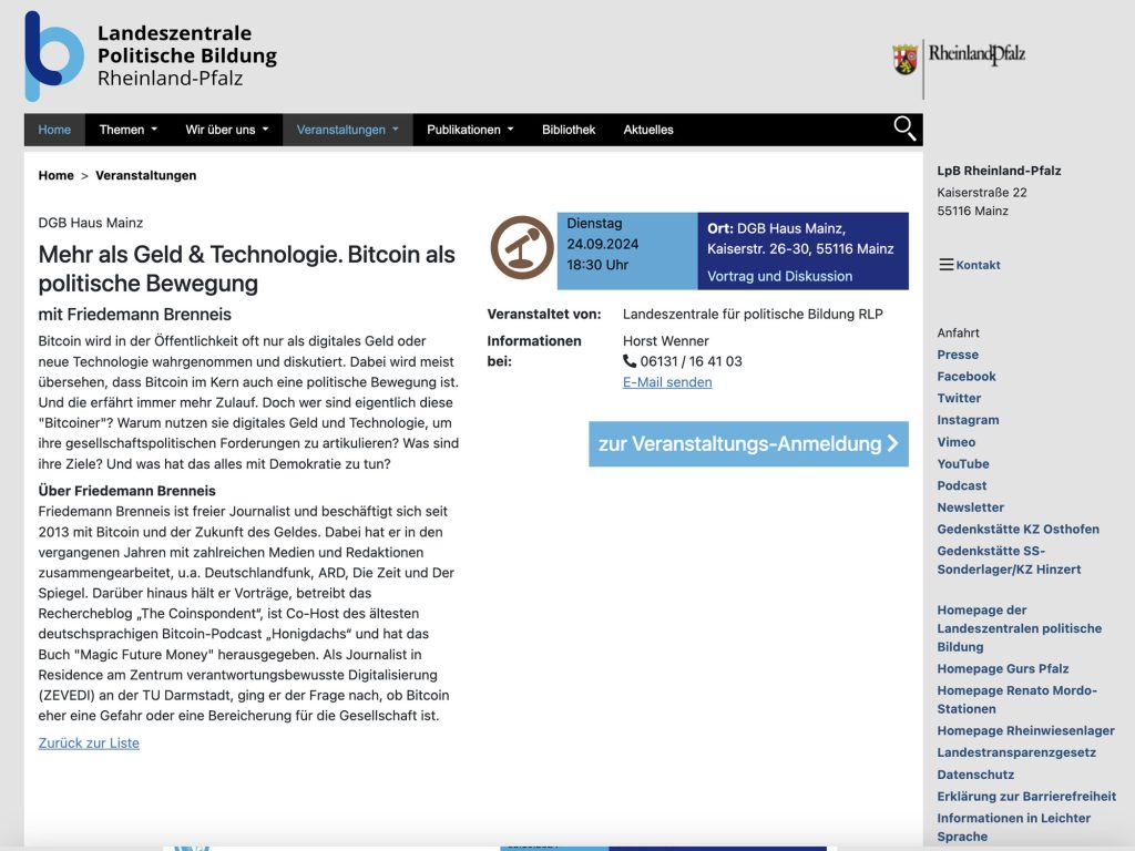 Bitcoin als politische Bewegung - Event screenshot