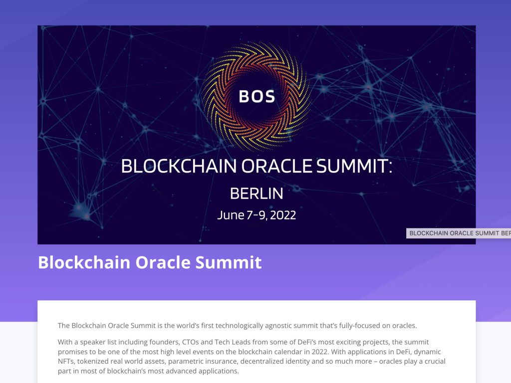 Blockchain Oracle Summit - BOS 2022 image
