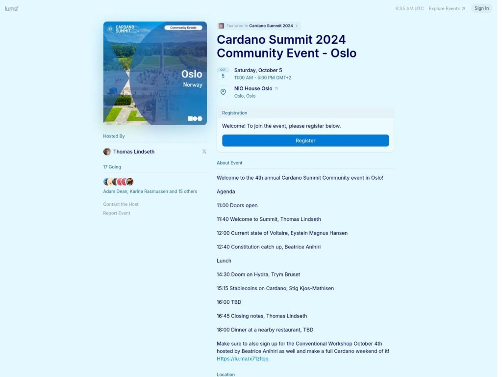 Cardano Summit 2024 Community Event - Oslo image