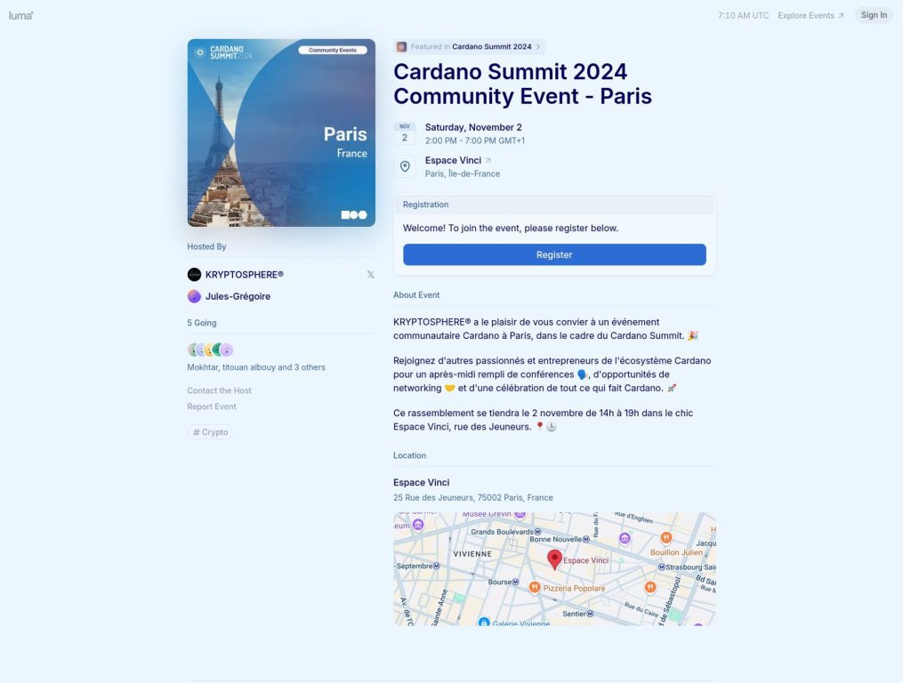 Cardano Summit 2024 Community Event - Paris - Event screenshot