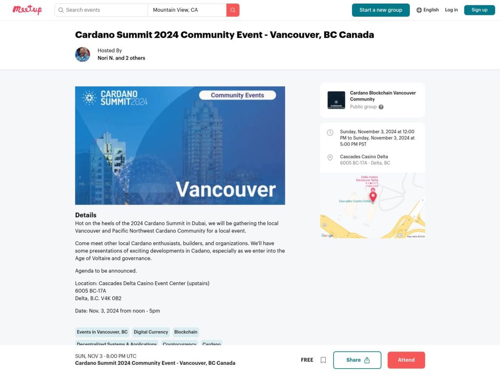 Cardano Summit 2024 Community Event - Vancouver - Event screenshot