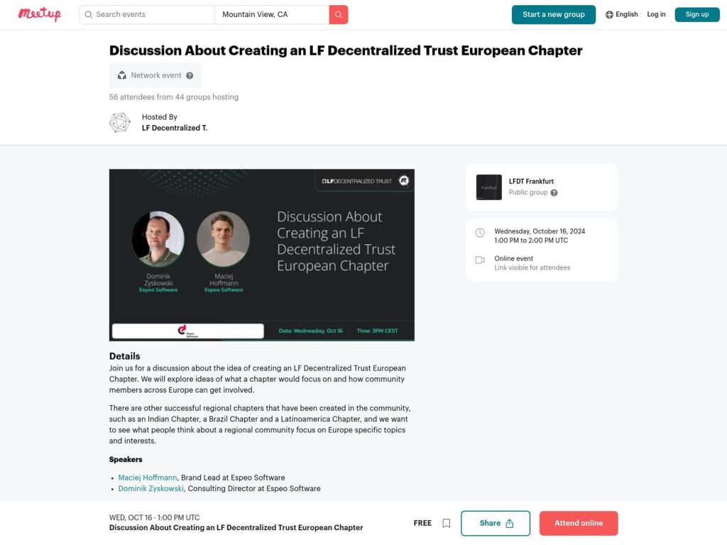 Discussion About Creating an LF Decentralized Trust European Chapter - Event screenshot
