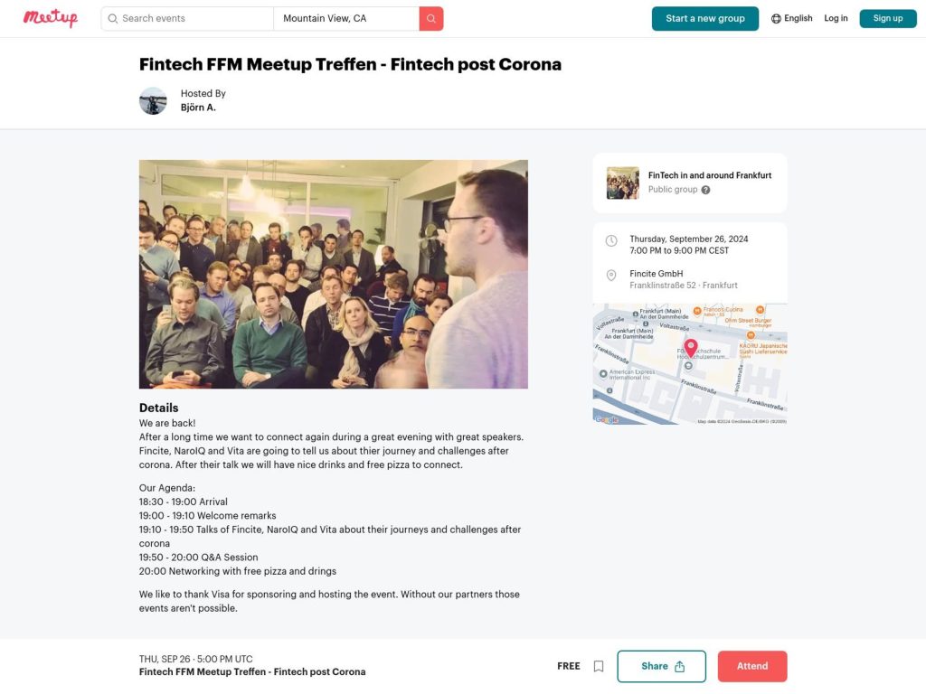 Fintech FFM Meetup Treffen - Fintech post Corona - Event screenshot