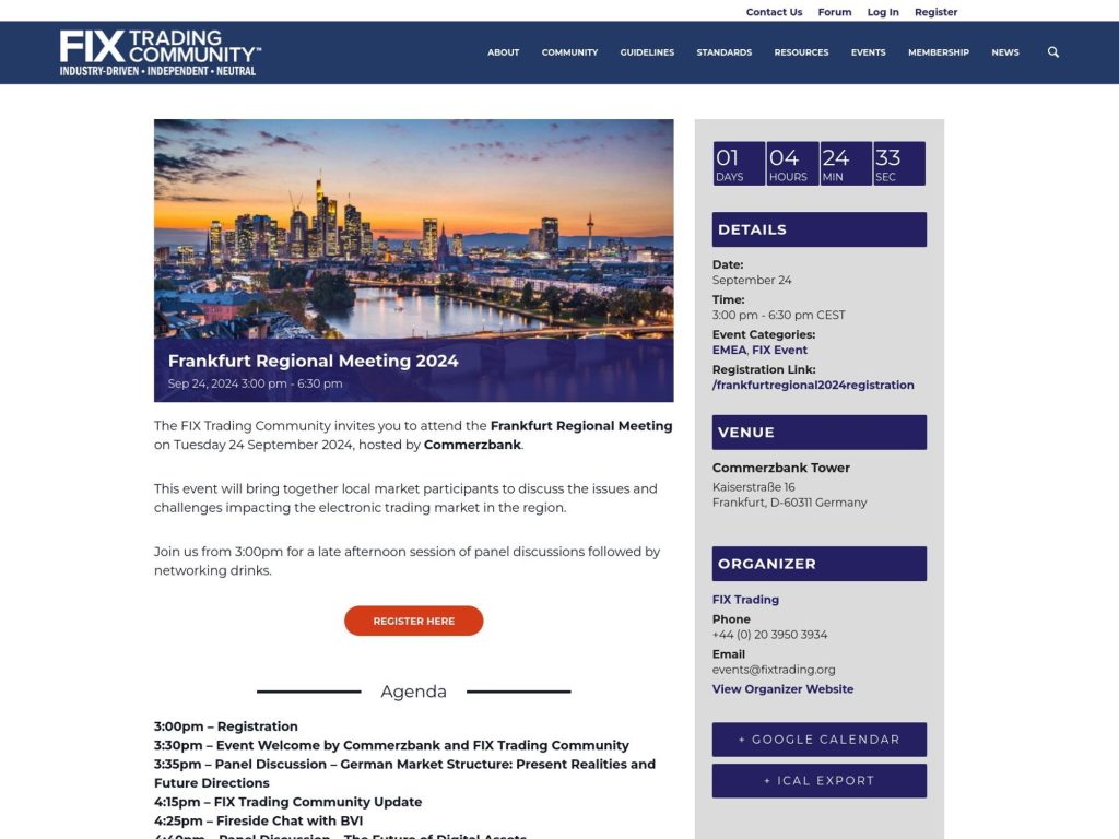 FIX Frankfurt Regional Meeting 2024 - Event screenshot