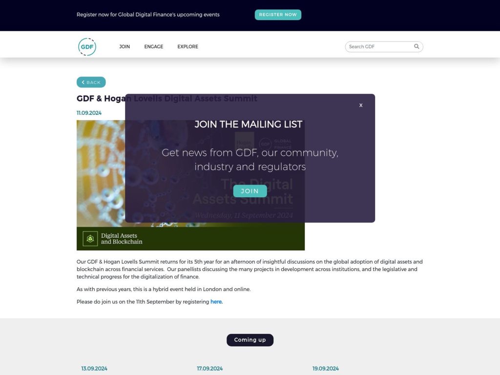GDF & Hogan Lovells Digital Assets Summit - Event screenshot