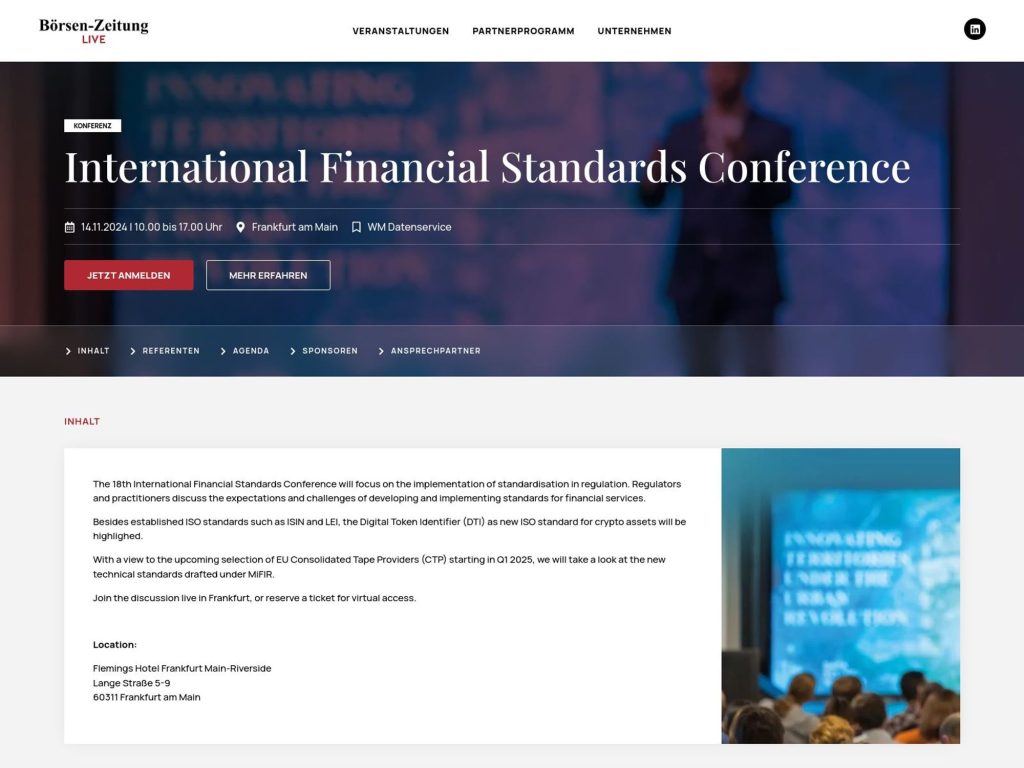 International Financial Standards Conference - Event screenshot