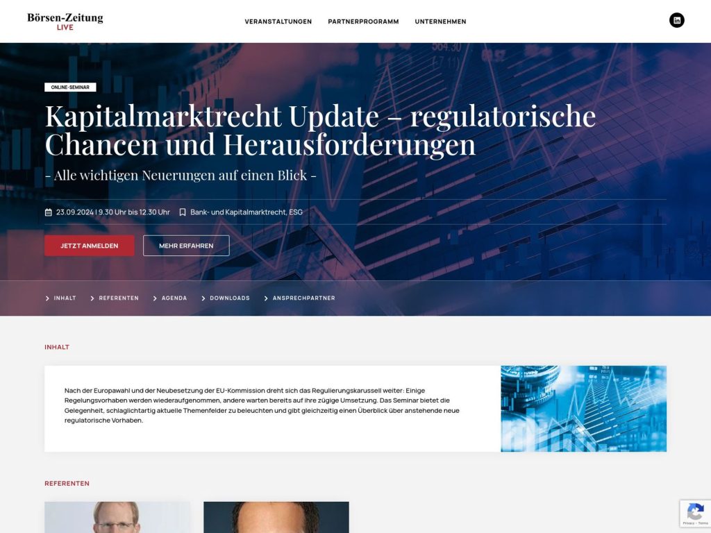 Kapitalmarktrecht Update – regulatorische Chancen und Herausforderungen image