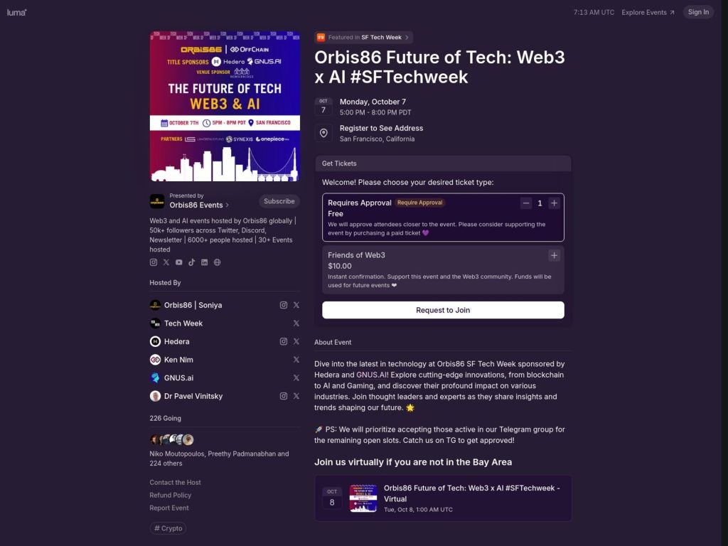 Orbis86 Future of Tech: Web3 x AI #SFTechweek image