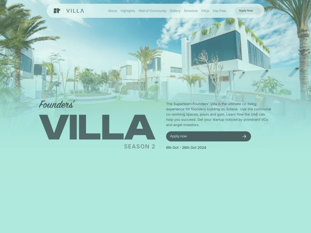 Superteam UAE Founders' Villa - Event screenshot