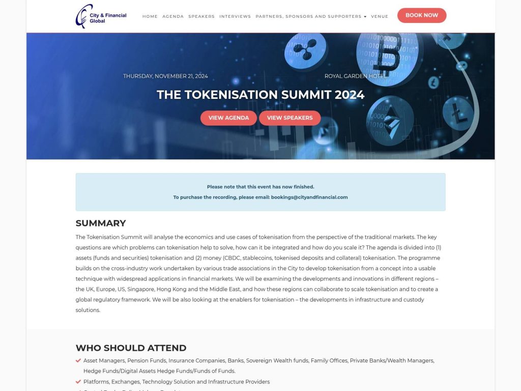 The Tokenisation Summit 2024 screenshot