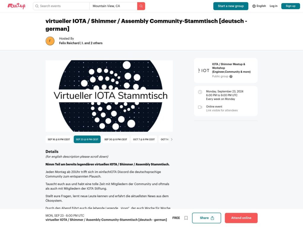 Virtual IOTA Community Meetup Germany - Event screenshot