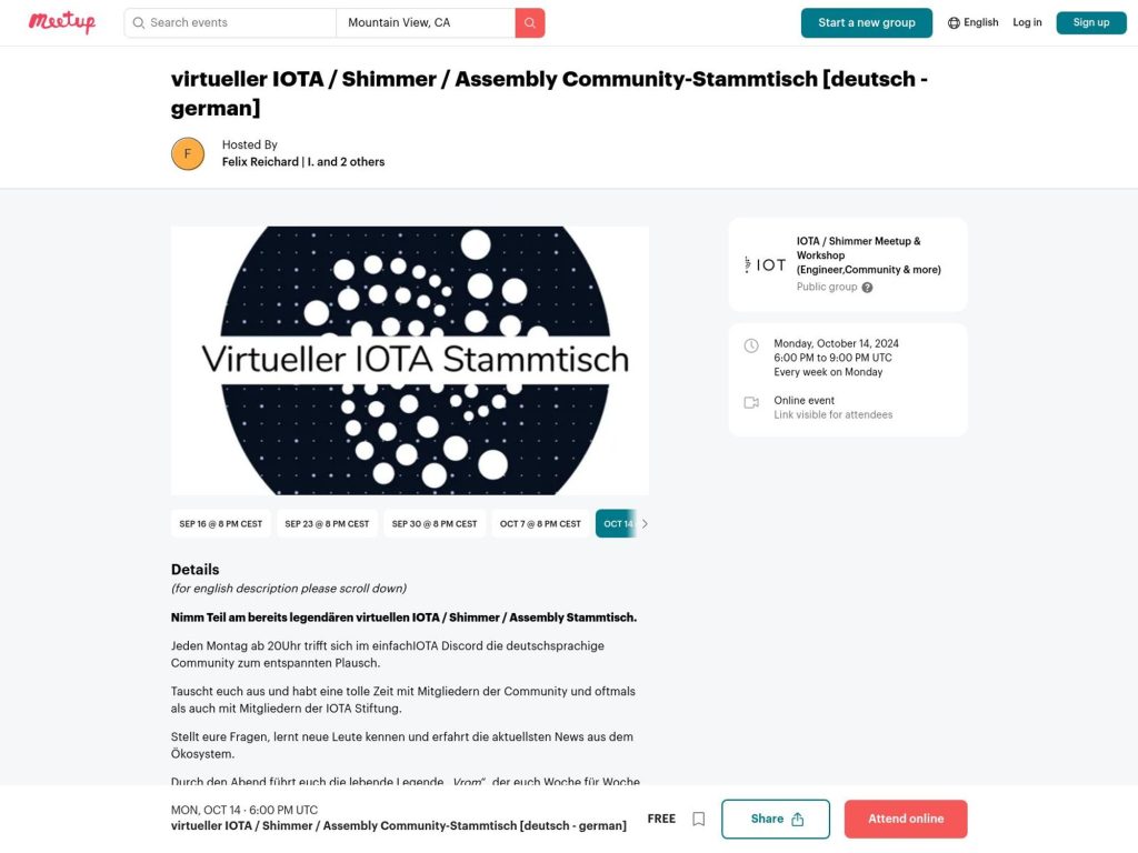 Virtual IOTA Community Meetup Germany - Event screenshot
