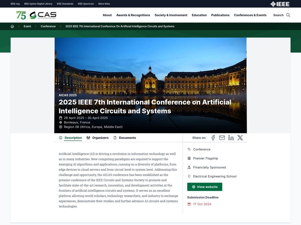 AICAS 2025 - 2025 IEEE 7th International Conference on Artificial Intelligence Circuits and Systems - Event screenshot
