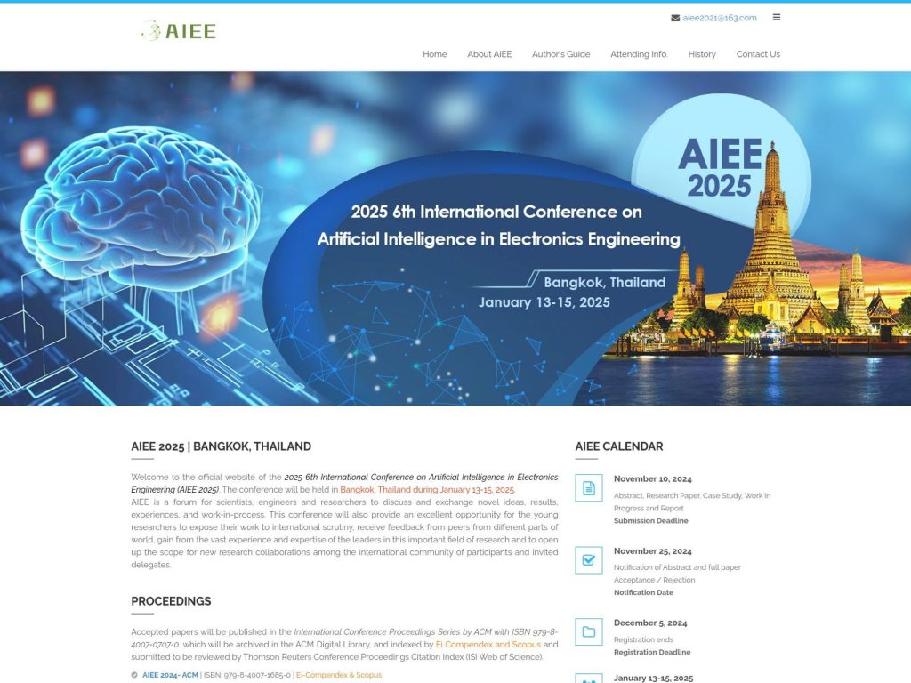 AIEE 2025 - 2025 6th International Conference on Artificial Intelligence in Electronics Engineering - Event screenshot