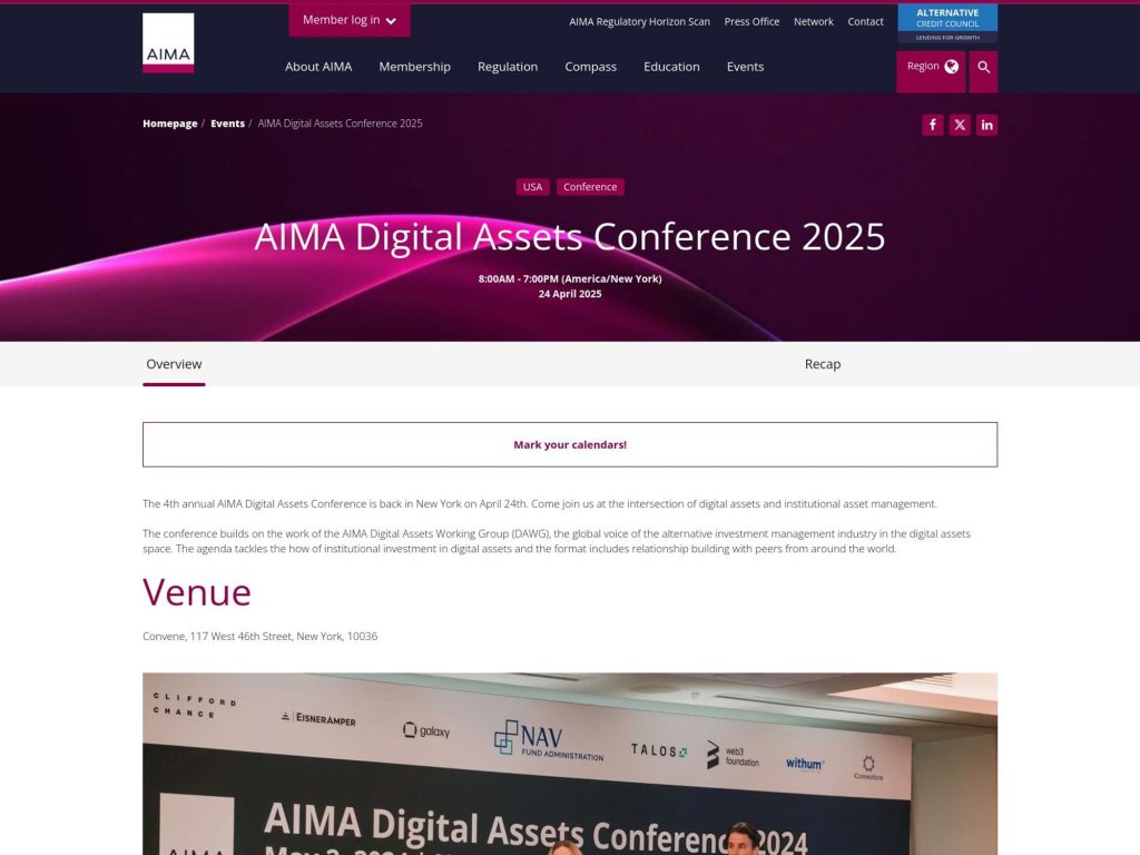 AIMA Digital Assets Conference 2025 - Event screenshot
