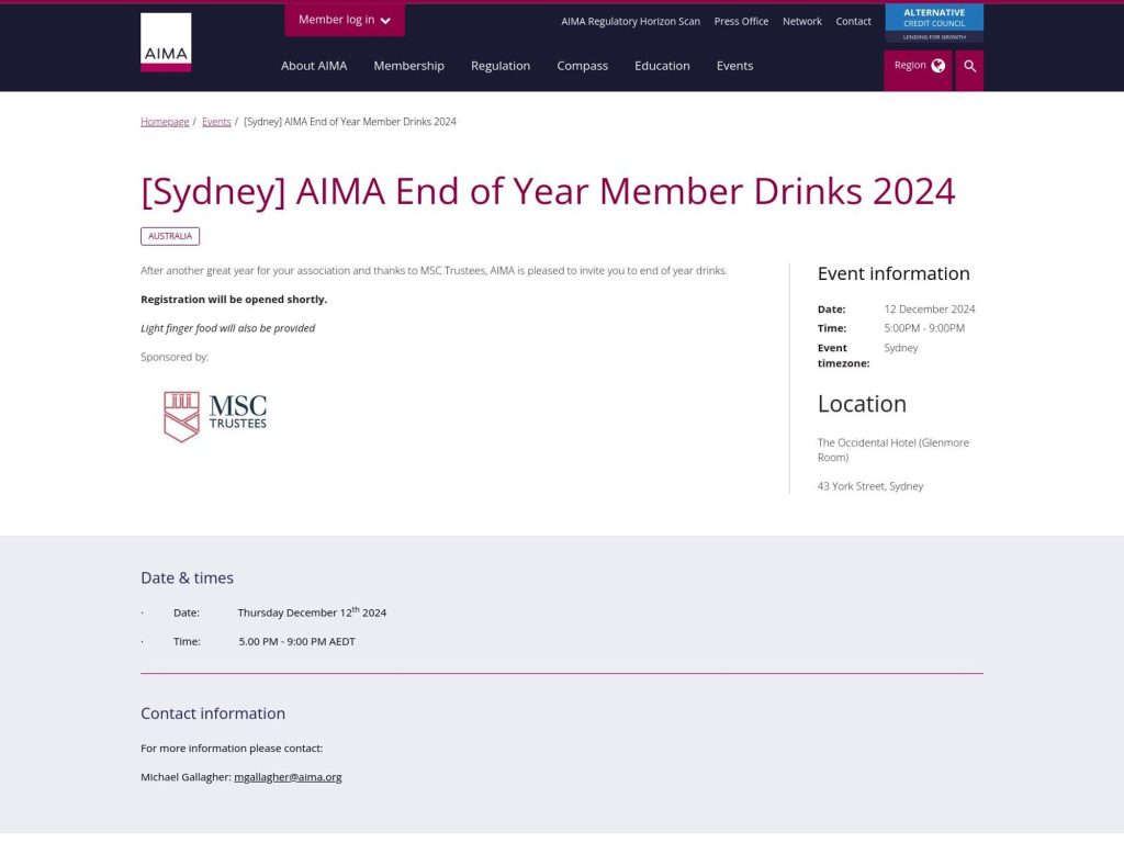 AIMA End of Year Member Drinks 2024 image