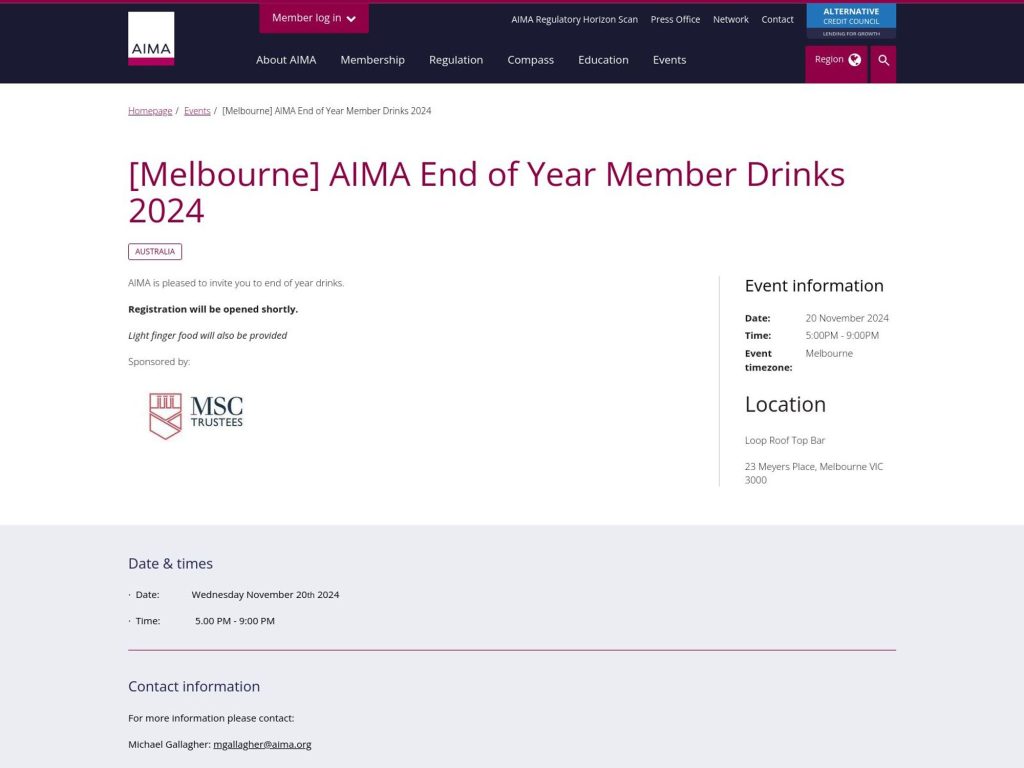 AIMA End of Year Member Drinks 2024 screenshot