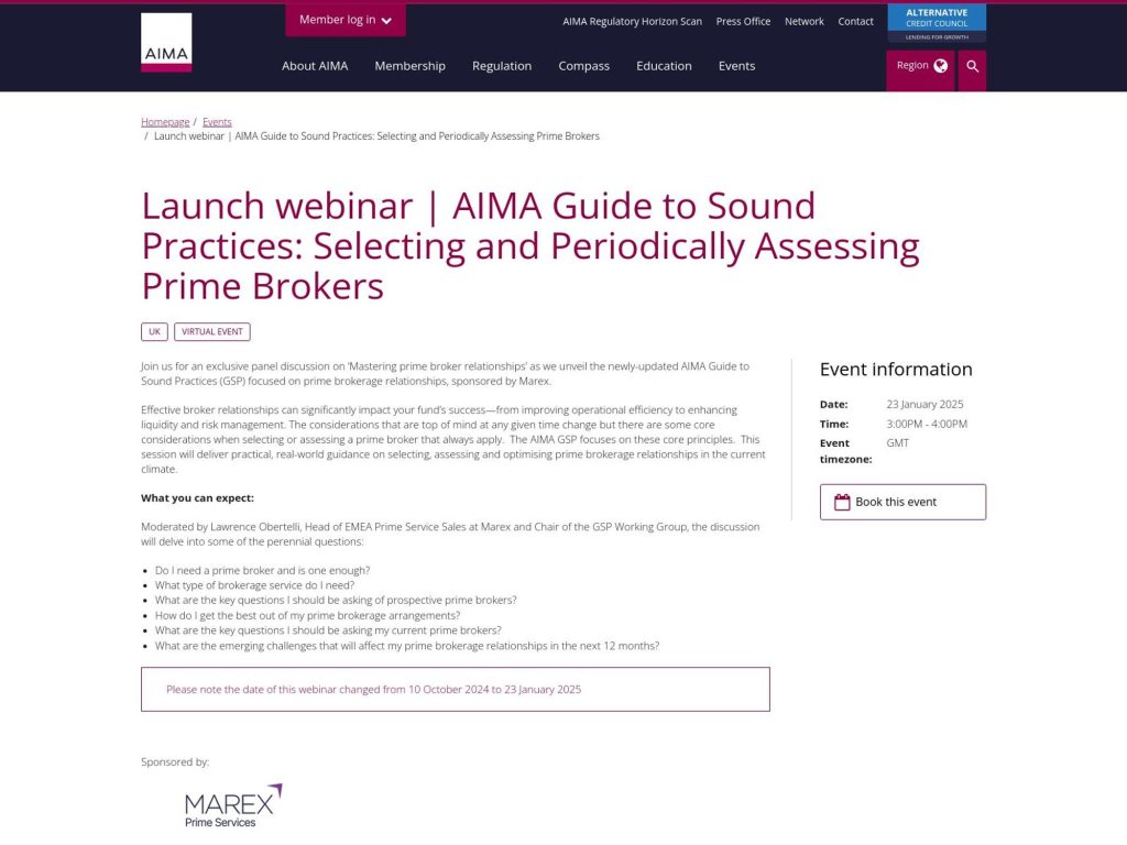AIMA: Selecting and Periodically Assessing Prime Brokers image