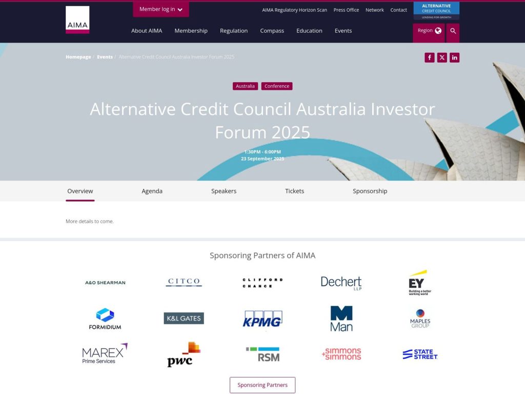 Alternative Credit Council Australia Investor Forum 2025 image