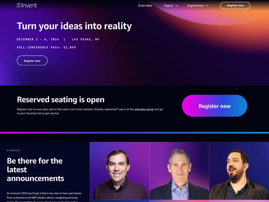AWS re:Invent 2024 - Event screenshot