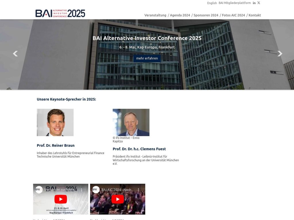 BAI Alternative Investor Conference - AIC 2025 - Event screenshot