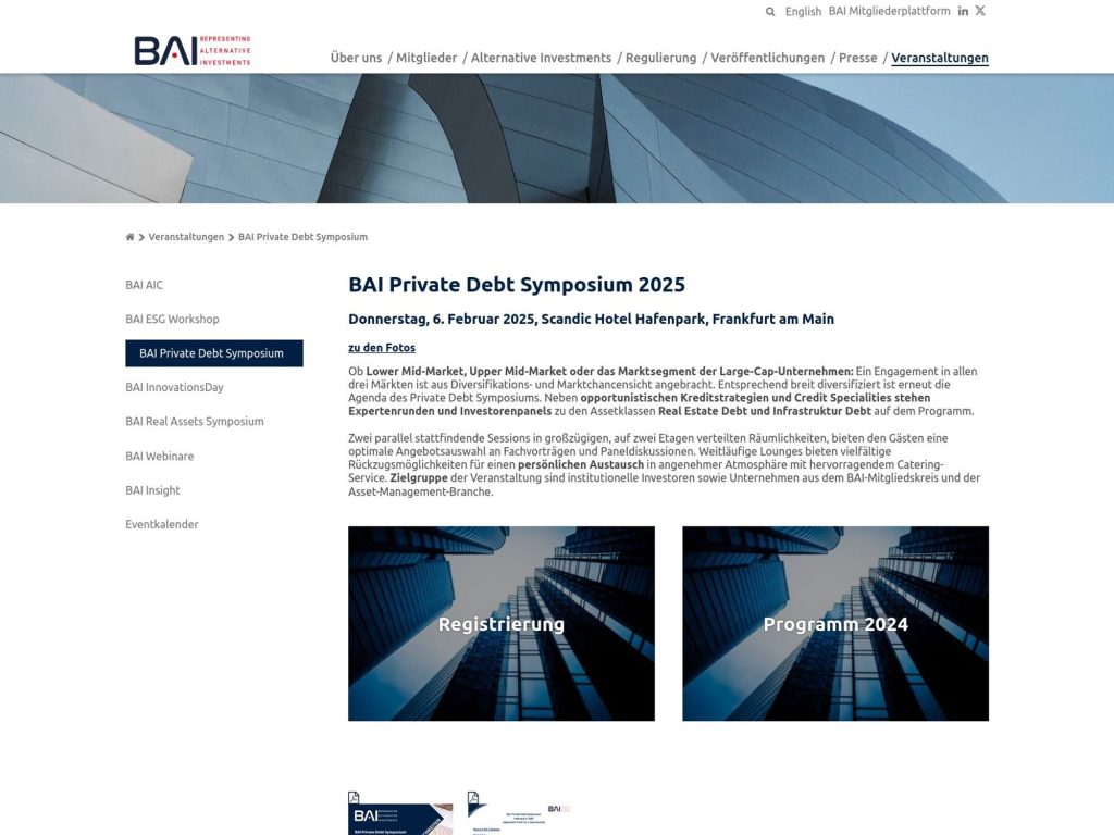 BAI Private Debt Symposium 2025 - Event screenshot